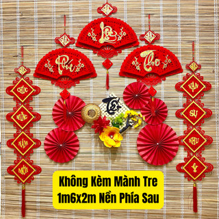 Set mành tre trang trí tết 2024 bộ decor trang trí tết, mành treo trang trí