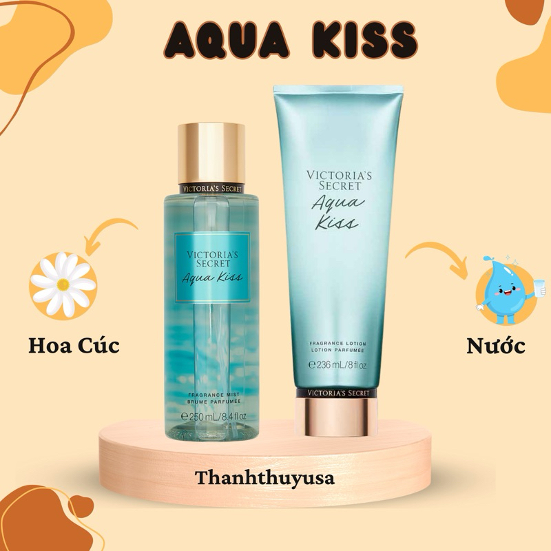 [ AQUA KISS ] Combo Xịt Thơm Toàn Thân Body Mist, Lotion Victoria's Secret