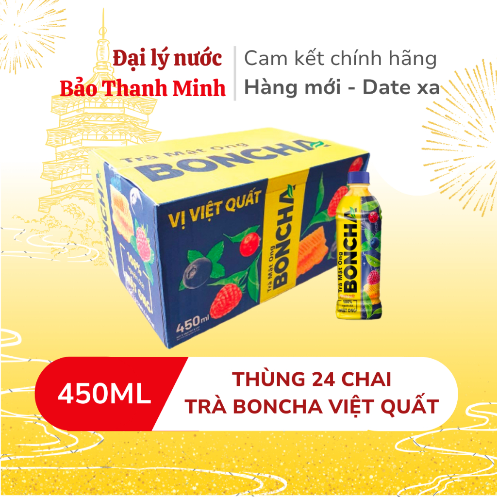 [HOẢ TỐC] Trà BONCHA Việt Quất 450ml (Thùng 24 chai) (Date xa)