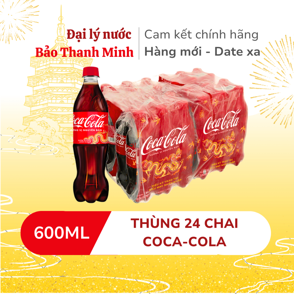 [HOẢ TỐC] Nước ngọt COCA-COLA chai 600ml (Thùng 24 chai) (Date xa)