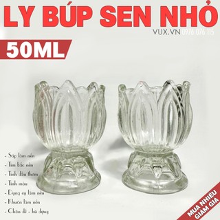 Hộp 6 ly thủy tinh búp sen nhỏ làm nến ly cúng dường, dâng hương cúng phật - nguyên liệu làm nến thơm handmade