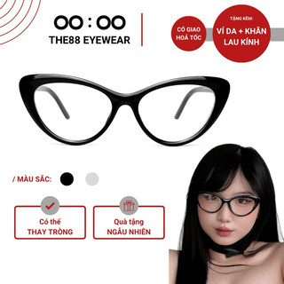 Gọng kính cận nam nữ THE88 gọng mắt mèo nhựa dẻo cao cấp mắt không độ giả cận chống ánh sáng xanh xu hướng hiện đại KC61