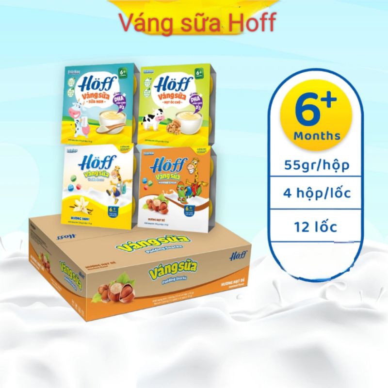 Váng sữa trẻ em Hoff Vị Vani,Hạt dẻ,Hạt óc chó,Sữa Non Vỉ 4 hộp 220g