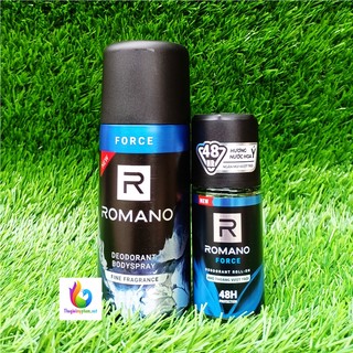Combo Romano Force: Xịt Khử Mùi Toàn Thân Cho Nam 150ml và Lăn Khử Mùi 50ml