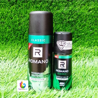 Combo Xịt Ngăn Mùi Romano Classic 150ml + Lăn Khử Mùi Romano Classic 50ml