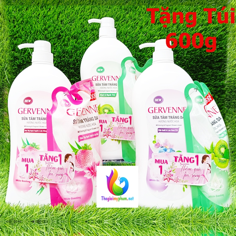 Sữa Tắm Trắng Da Hương Nước Hoa Gervenne 1.2Lít Tặng Túi 600g