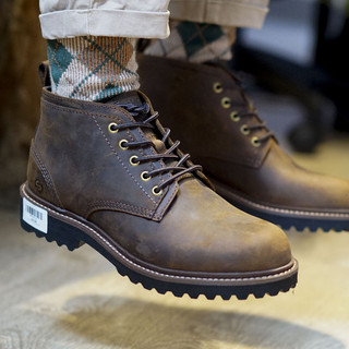 Giày nam cổ lửng chukka da sáp đế falon siêu nhẹ