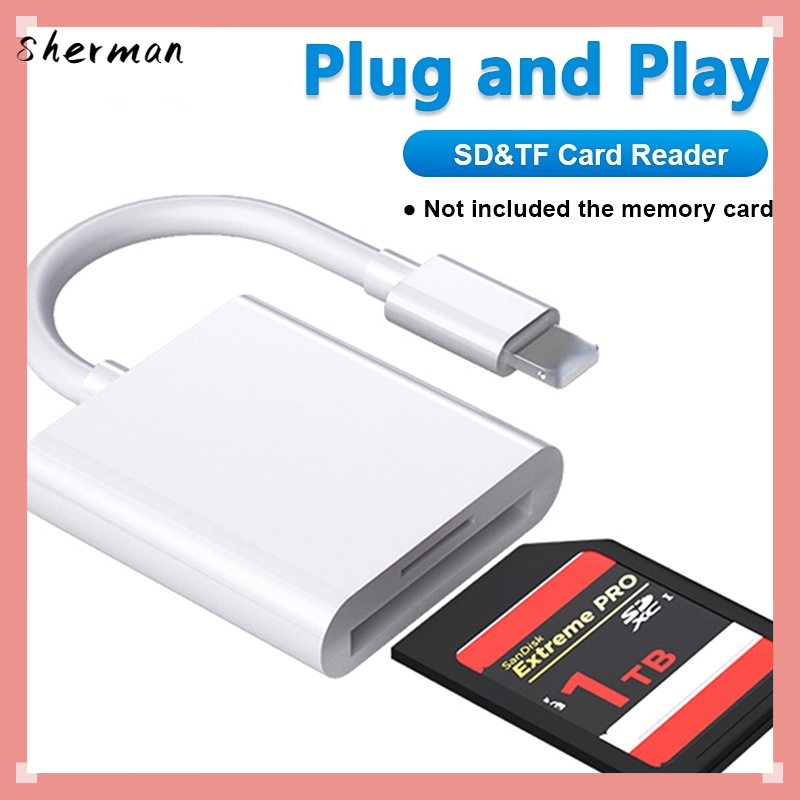 Đầu đọc thẻ nhớ SD TF 2 trong 1 dành cho điện thoại IPh tương thích với tất cả các thiết máy-SN