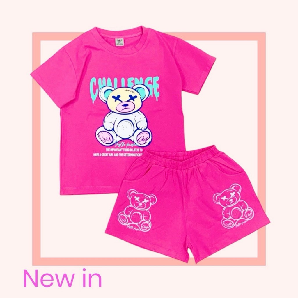 Đồ bộ đùi cotton cho bé gái từ 30-60kg, Đồ thun gấu dâu cho bé gái