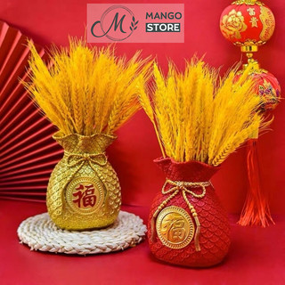Bình cắm hoa hình túi tiền trang trí chiêu tài lộc Bông Lúa Mạch Trang Trí Mango Store 1