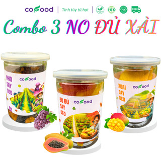 Trái Cây Sấy Dẻo, Combo 3 Hộp Hoa Quả Sấy Dẻo COFOOD loại 250g : Nho - Đu Đủ - Xoài (No Đủ Xài)