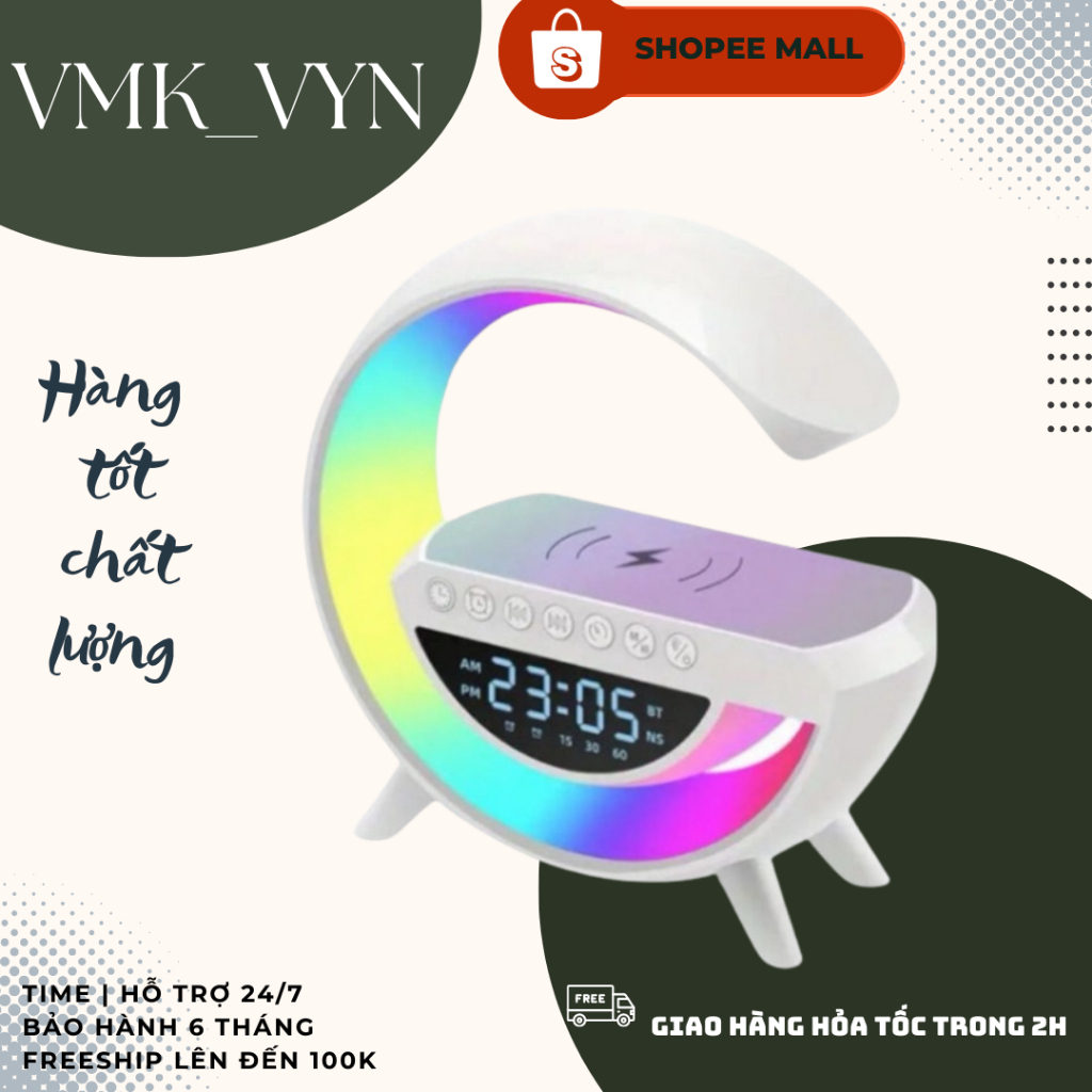 Loa Bluetooth Chữ G Led RGB Vmk Vyn,Sạc ko dây Cho ĐT ,Đèn Nháy Theo Nhạc, Âm Thanh Sống Động - Decor Phòng | LOA CHỮ G