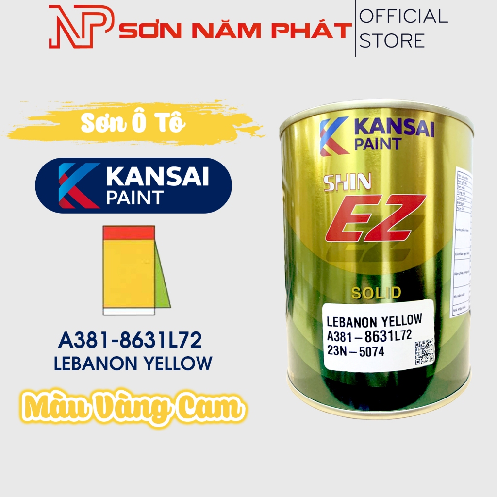 [ Sơn Kansai ] Sơn Ô Tô Cao Cấp Kansai Shin EZ Màu Vàng Cam 1 Lít Mã A381-8631L72 LEBANON YELLOW