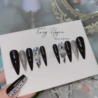 Móng up nailbox đen nhọn đá