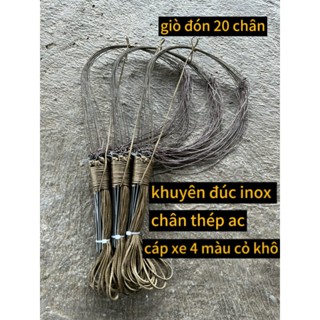 Giò bẫy gà rừng chân thép ,khoen đúc inox , cáp xe 4 màu cỏ khô siêu tàn hình, 1 bộ 20 chân