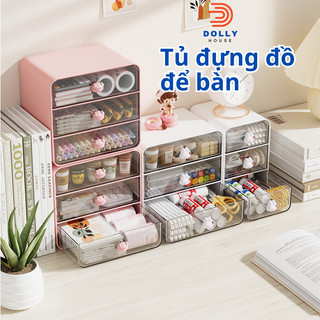 Tủ đựng đồ mini để bàn đa năng, đựng để mỹ phẩm, dụng cụ học tập có ngăn kéo xếp chồng lên nhau, tag con thỏ, con lợn