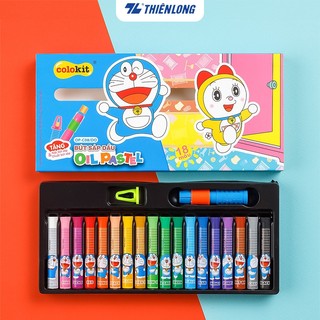 Bút sáp dầu học sinh màu Pastel Thiên Long Colokit Doraemon OP-C08/DO -18 màu - tặng kẹp chống bẩn và chuốt sáp