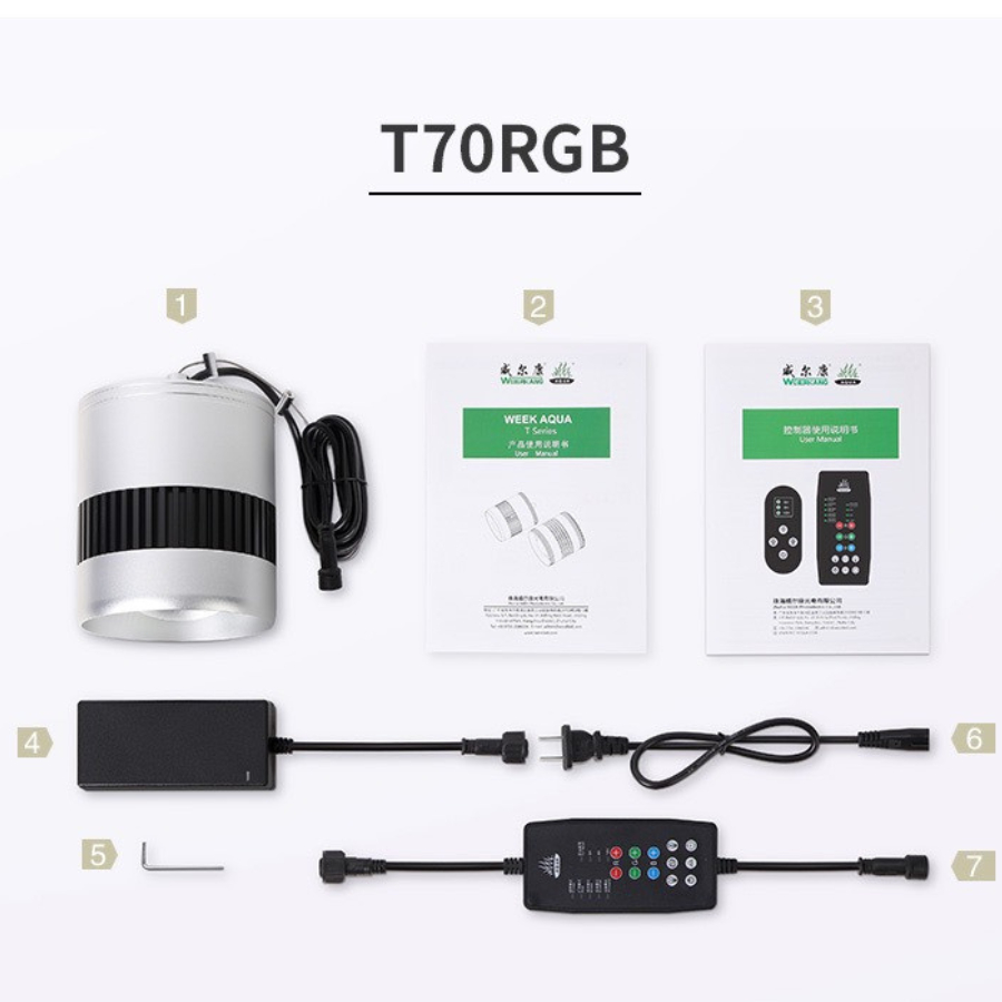 Đèn thủy sinh dạng lon Week Aqua T70 RGB