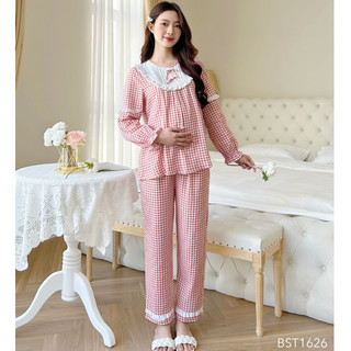 MEDYLA - Bộ bầu mặc nhà ở cữ đi chơi có khóa đũi phối trắng nơ chuông cho bầu mặc trong và sau sinh - BST1626