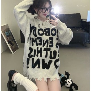 Áo sweater len rách gấu hoạ tiết chữ NOBODY, áo len unisex nam nữ form rộng giấu quần (CÓ BIG SIZE) SP81