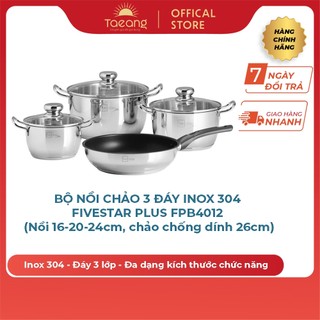 Bộ nồi chảo 3 đáy inox 304 fivestar plus fpb4012