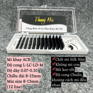 Mi khay ACB cong Li-L-LD-LC-M-LJ-LB_dày 0.07-0.10_độ cong trung hoa-nối mi, bắt keo tốt_dụng cụ nối mi Thúy Hà