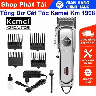 Tông Đơ Cắt Tóc Cao Cấp Cho Nam - Tông Đơ Kemei KM 1998 - Màu Bạc Cao Cấp - Chính Hãng Bảo Hành 12 Tháng