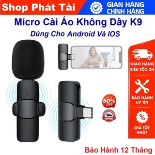 Mic thu âm không dây - cài áo, lọc tiếng ồn, thu xa 20m, dùng cho điện thoại android/ios, livestream, quay vlog, thu âm