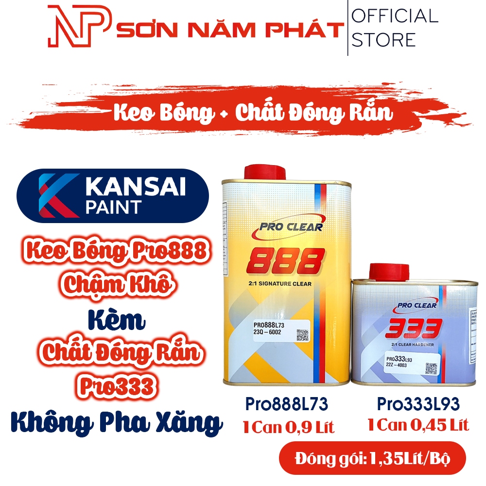 Keo Bóng Ô Tô Pro888 Chậm Khô Pro888L73 Kèm Chất Đóng Rắn Pro333 Kansai