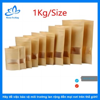 1kg túi zip giấy kraft nâu, túi zip giấy đựng thực phẩm full size_mstarpacking
