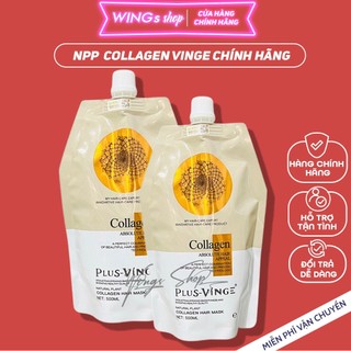 Kem hấp, ủ, xả tóc phục hồi siêu mềm mượt natural plant collagen plus vinge 500ml | wings shop