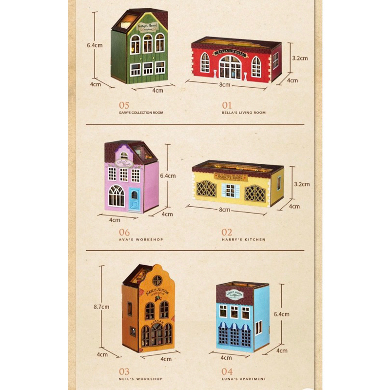 Mô hình nhà gỗ, nhà búp bê DIY Thị trấn Mini