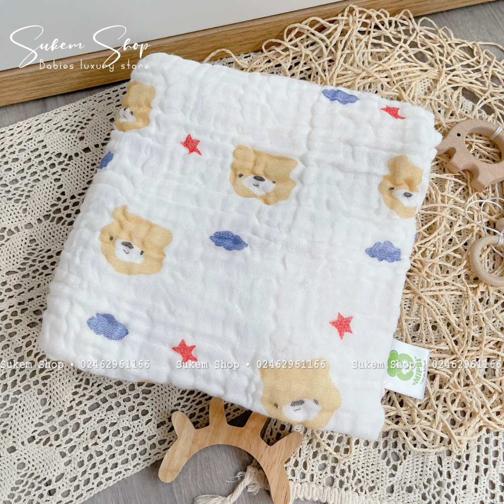 Khăn Xô Mipbi 6 Lớp In Họa Tiết Xinh Xắn, Khăn Tắm Cho Bé