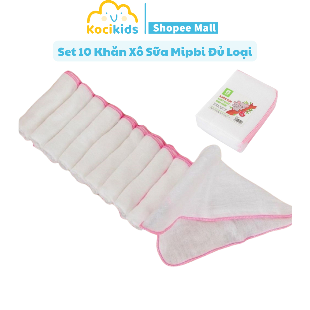 Set 10 Khăn Xô sữa Mipbi đủ loại 2 lớp/3 lớp/4 lớp