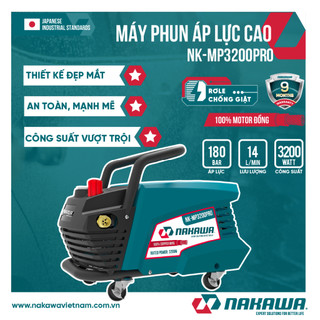 Máy rửa xe Nakawa NK-MP3200PRO c.suất 3200W motor 100% dây đồng dùng cho gia đình phun rửa (hàng chính hãng)