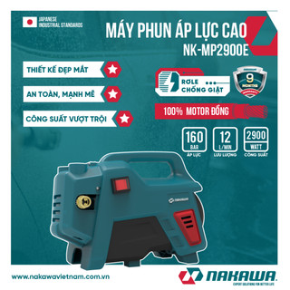 Máy rửa xe Nakawa NK-MP2900E c.suất 2900W motor 100% dây đồng dùng cho gia đình phun rửa (hàng chính hãng)
