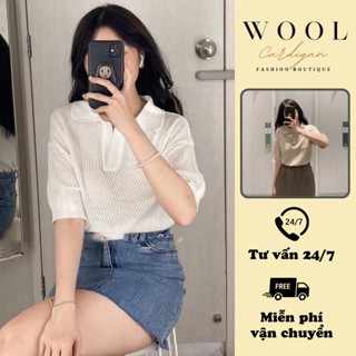 Áo mongtoghi cộc tay vải lưới thoáng mát, Áo polo cộc tay nữ chất dệt kim mềm không xù vải