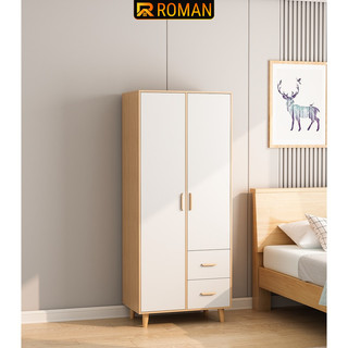 Tủ quần áo gỗ mdf cao cấp 2 cánh có ngăn kéo phụ thương hiệu roman - ro264