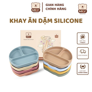 Khay ăn dặm chính hãng Mily 3 ngăn silicon
