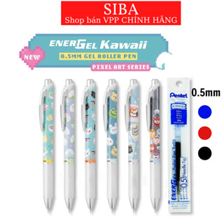  Bút gel Pentel energel Kawaii BLN75KW  viết bi Needle Tip ngòi 0.5mm mực xanh ruột thay thế 