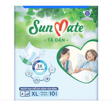 ( Tặng 1 gói khăn ướt  ) Combo 5 tã dán Sunmate M10/ M-L10/L-XL10
