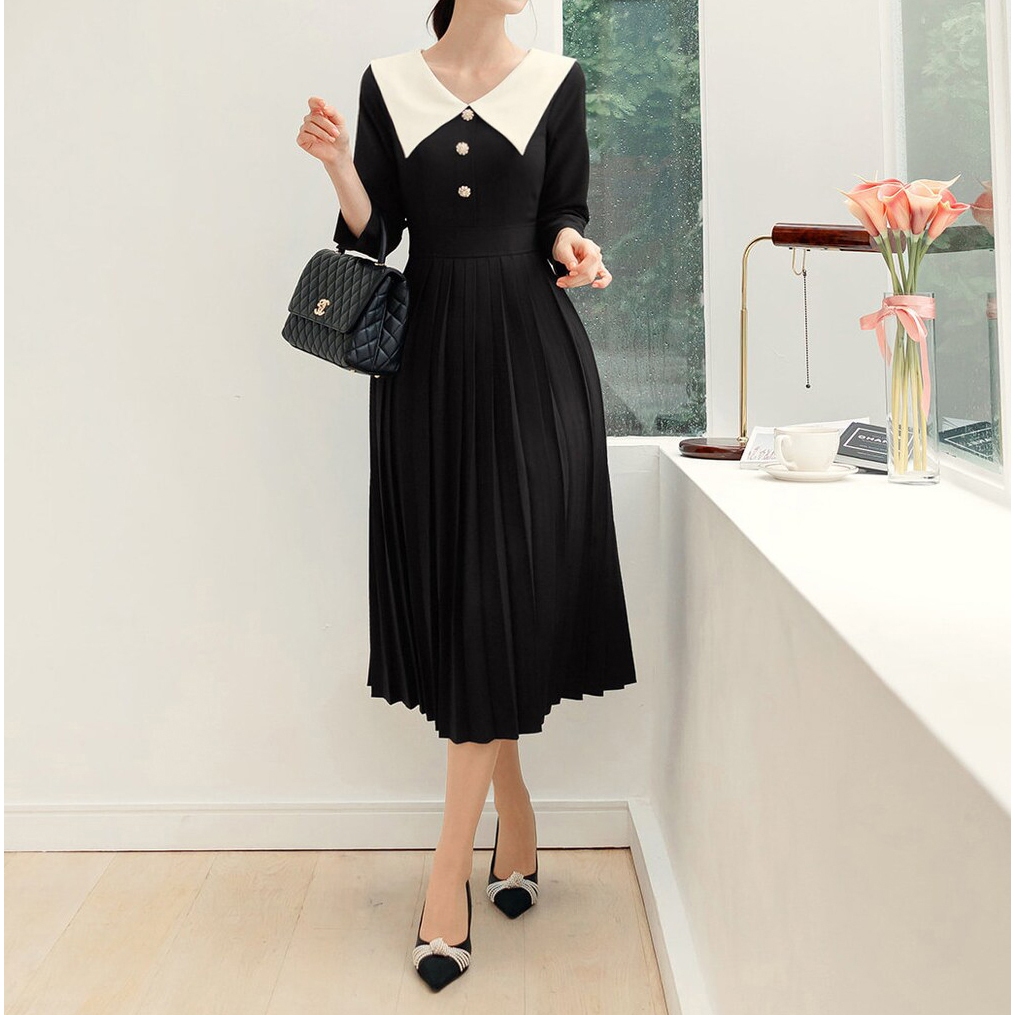 ĐẦM MIDI T3D BAKER FORMAL PLEATED