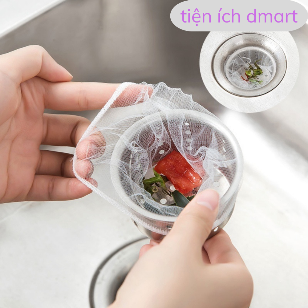 gói 100 túi lọc rác bồn rửa bát tiện lợi, túi bọc rác bồn rửa chén 01371