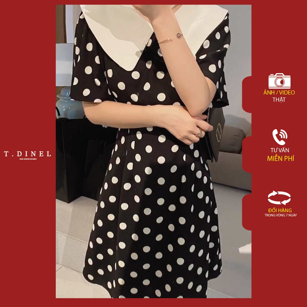 Đầm TDinel Kiểu Cổ Sen Bản Rộng Dáng Ôm Nhẹ Chất Lụa Cát Cao Cấp VA1996