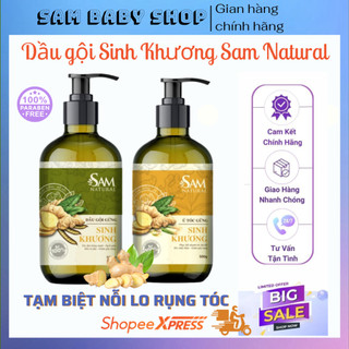 Bộ Dầu Gội, Dầu Ủ Tóc Sinh Khương Chiết Xuất Từ Gừng Tươi Thiên Nhiên Ngăn Ngừa Rụng Tóc Và Hỗ Trợ Mọc Tóc SamNatural