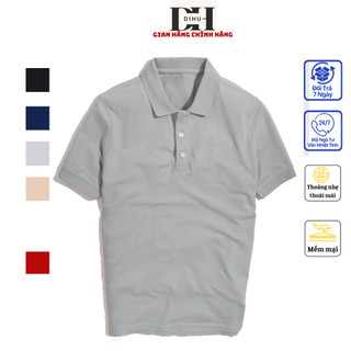 áo polo nam DIHU trơn basic cổ bẻ vải cotton cá sấu mềm mịn cao cấp thiết kế trẻ trung thanh lịch