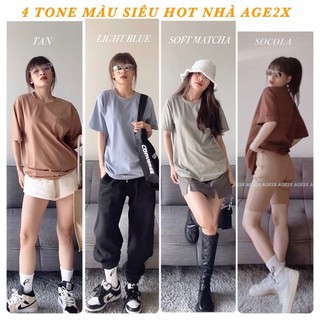 Áo thun trơn  AGE2X hàng VNXK chất thun 4 chiều 83%cotton 225gsm mềm mát không nhăn khi giặt máy