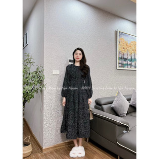 (Ảnh thật)Váy chấm bi voan lụa Hàn Quốc