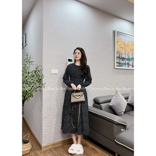 (Ảnh thật)Váy chấm bi voan lụa Hàn Quốc