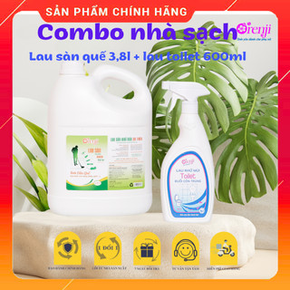 Nước lau sàn tinh dầu quế 3.8l + nước cọ toilet tinh dầu sả chanh 600ml đuổi côn trùng Orenji